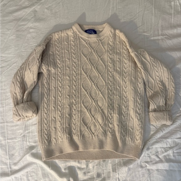 Aelfric Eden Sweaters - Aelfric Eden White Shaker Knit Oversized Crewneck Sweater M